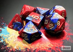 Polyhedral 7-Dice Set CHX26429 - Gemini Blue-Red/Gold